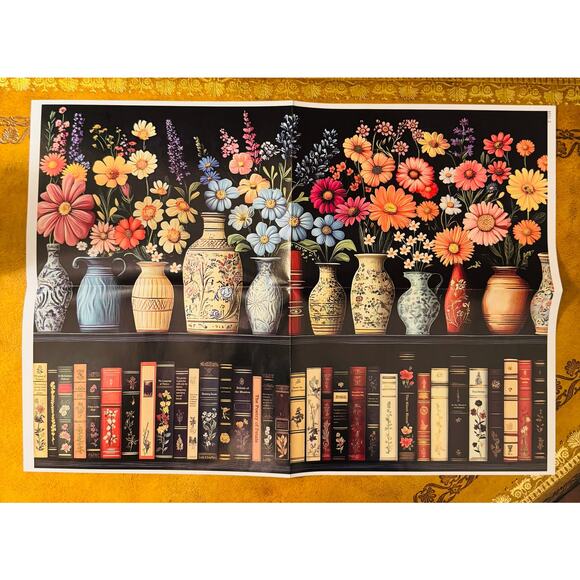 PICKFORU Wildflower VTG Flower Book Lover Bookshelf Library Jigsaw Puzzle 1000 p - Picture 8 of 8
